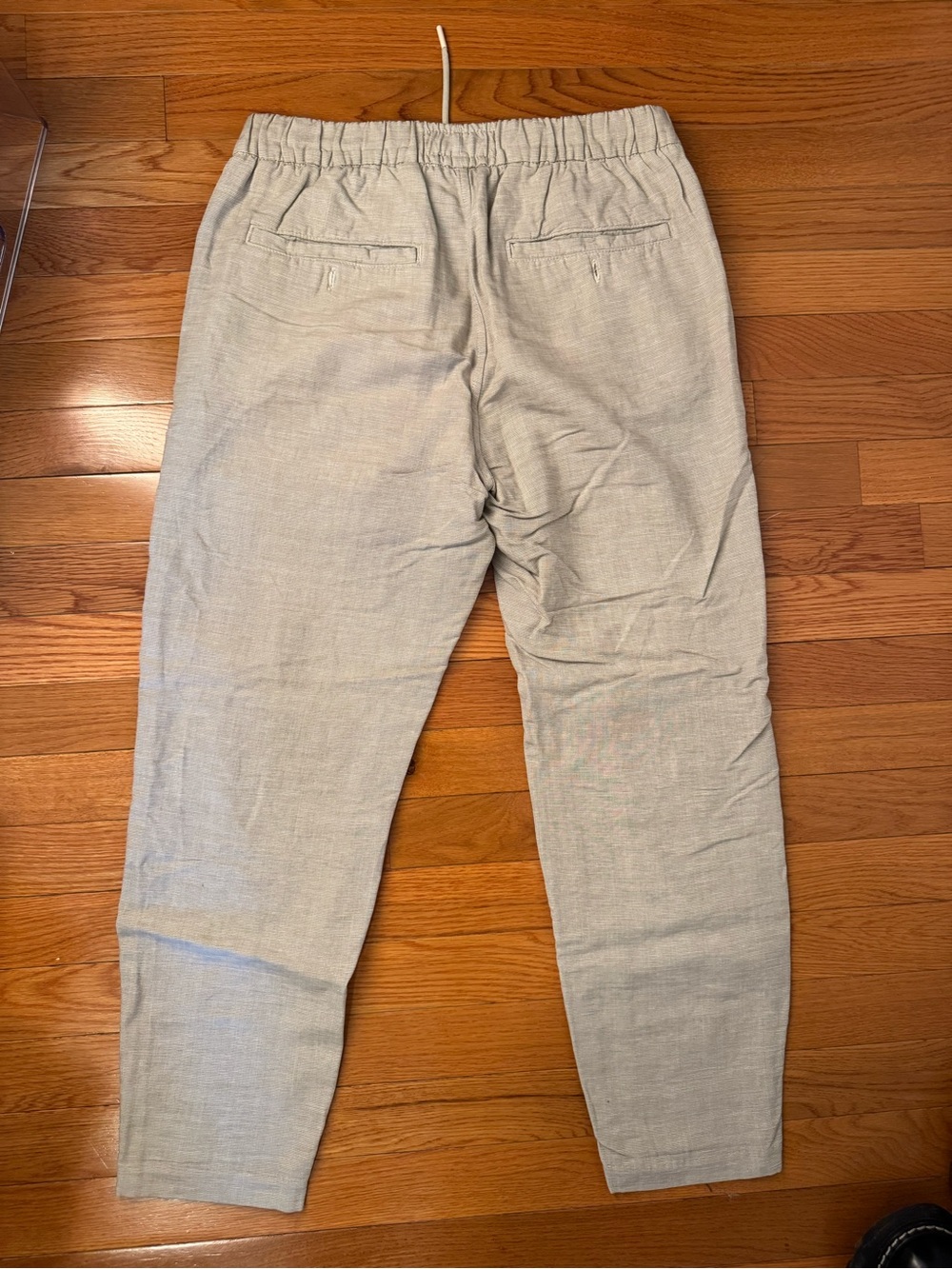 Abercrombie & Fitch Tapered Linen Blend Drawstring Pants Size Small Oatmeal Tan - Picture 4 of 5